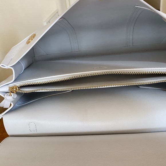 Tory Burch White Block T Leather Satchel Bag - Picture 9 of 13